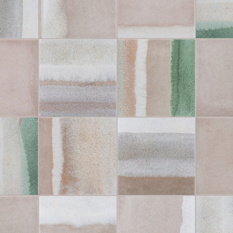 Matter Canvas 6" x 6" Porcelain Stone Look Floor and Wall Tile, Taupe/Green