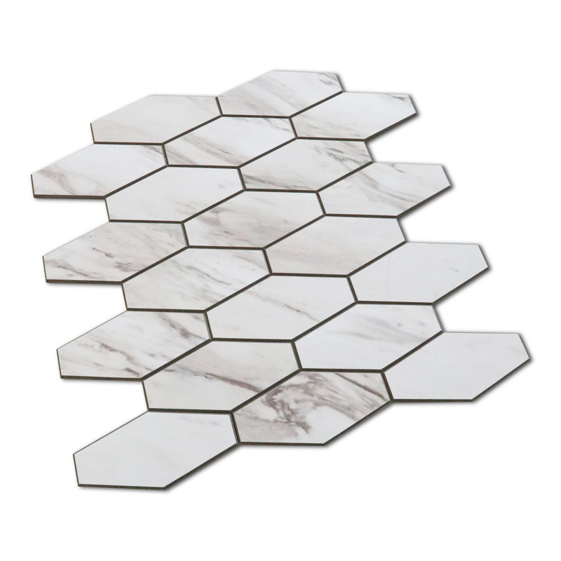 Carreau de mosaïque auto-adhésif en pierre 9,85 po x 11,02 po, Carrare