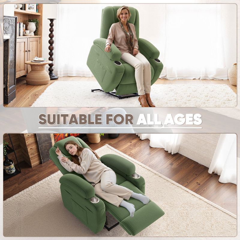 Modern Aesthetics and Intelligent Massage,Ergonomic Height-Adjustable Sofa and Lounge Chair - 8-Point Zoned Massage/Minimalist Installation/Double Cup Holder and Storage Bag