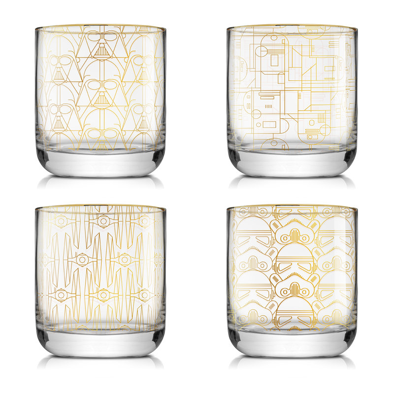 JoyJolt Star Wars Gold Deco Glass Set of 4, 10oz