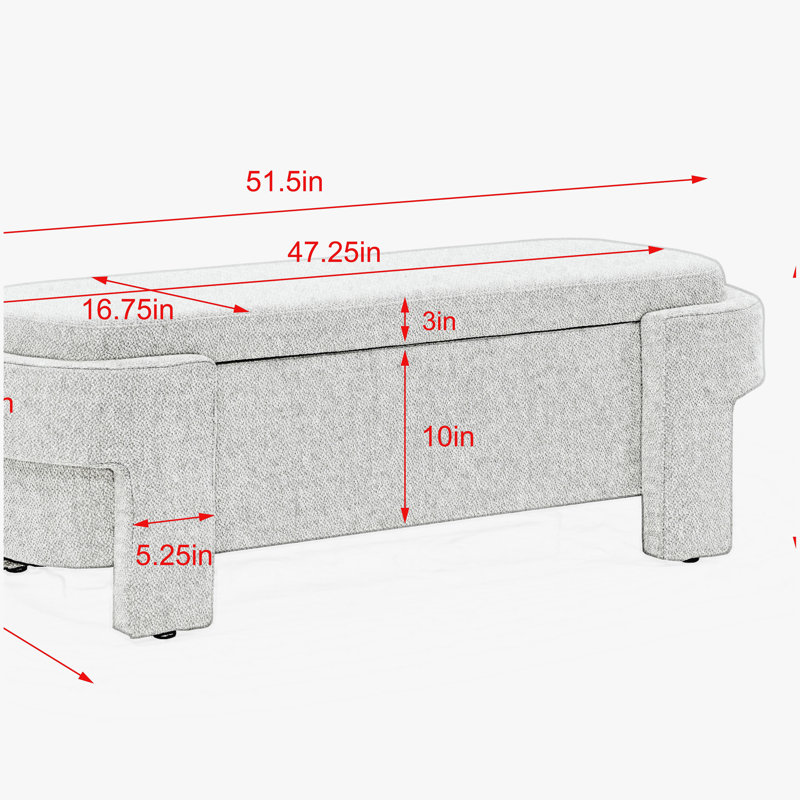 Banc rembourré avec grand espace de rangement, Beige