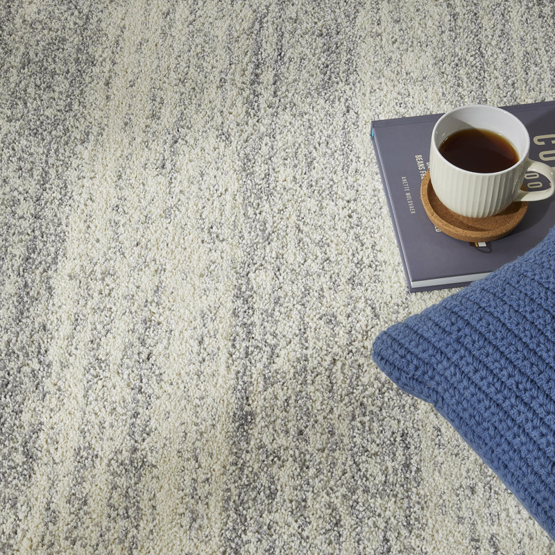 Plush White Grey Area Rug, Rectangle 200 x 290 cm