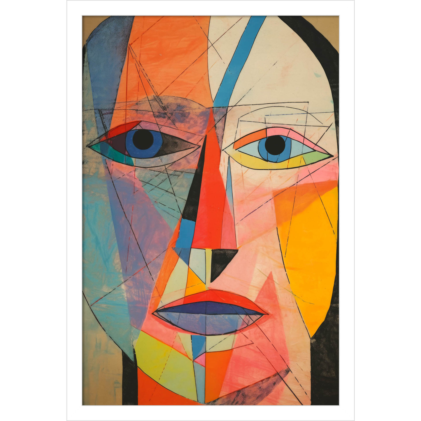 The Face Print by Treechild, White, 21" H x 15" W