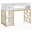 Table à manucure moderne Varduhi avec tiroirs, bureau clouté avec tablettes en verre