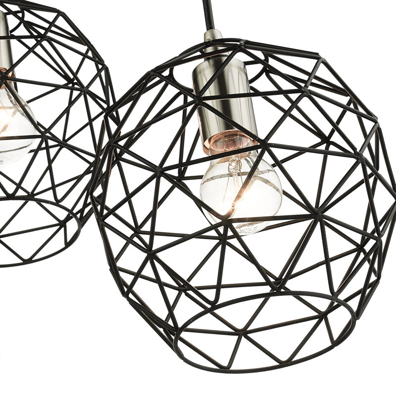 Luminaire suspendu géométrique unique à 3 lumières Jolet, Noir