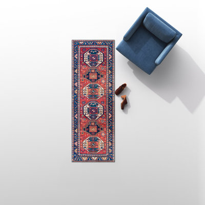 Broden Oriental Navy/Red Area Rug