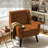 Jaqueze Upholstered Orange Velvet Tufted Wide Back Armchair with Solid Wood Legs-1447927629