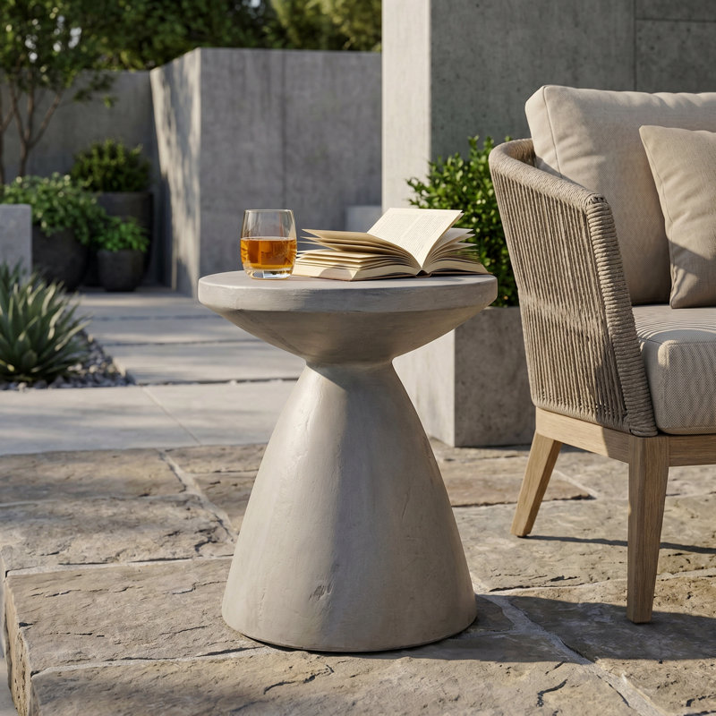 Table d'appoint d'extérieur en béton léger