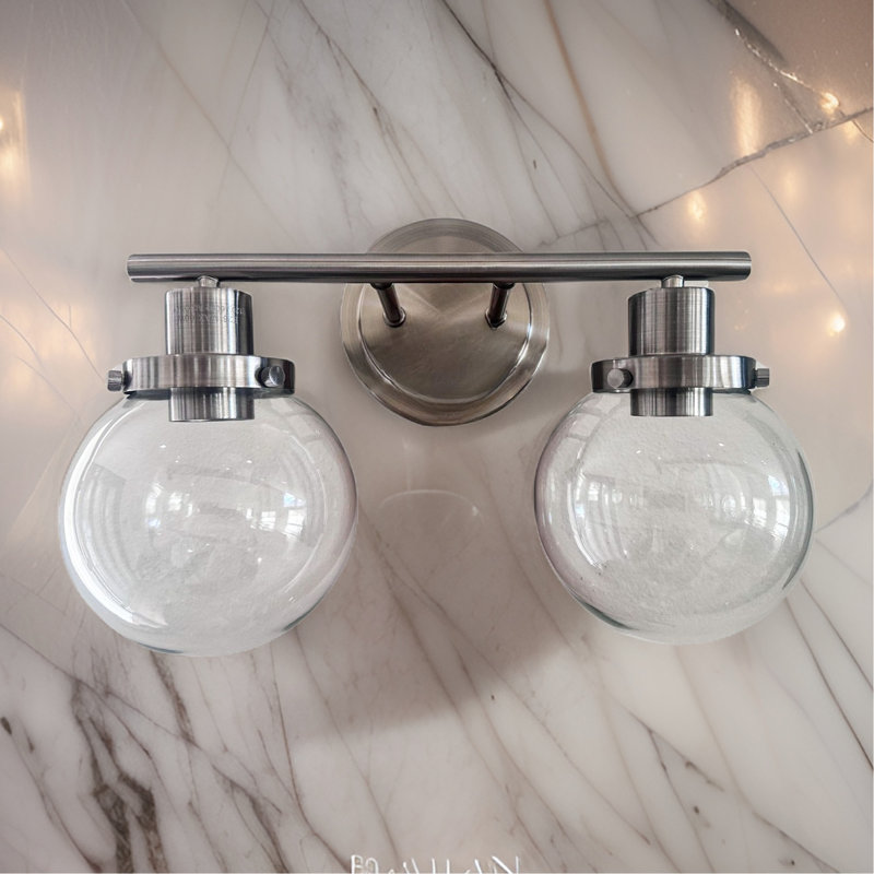 Bathroom Vanity Fixtures, 2- Black Wall Sconce With Glass Shade, Luxury For And Silver Sconce, Clear Bathroom, Living Room, Bedroom