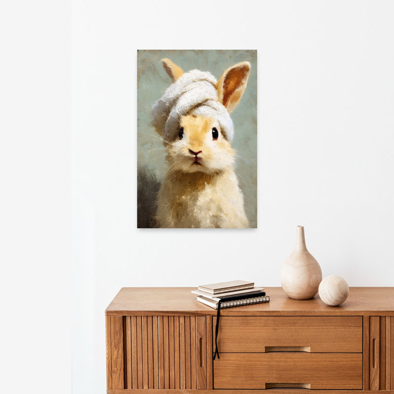 «Bathroom Bunny», art mural abstrait romantique moderne, H 24 po x l 16 po