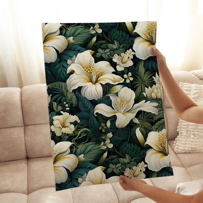 Floral, fleurs d'Hibiscus hawaïen, impression d'art tropical sans cadre, H 16 po x l 12 po