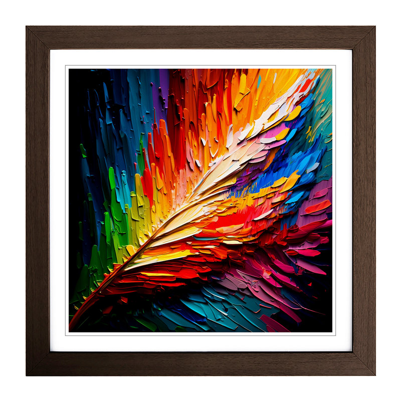 Rainbow Palette Knife - Single Picture Frame Print on Wood, Walnut