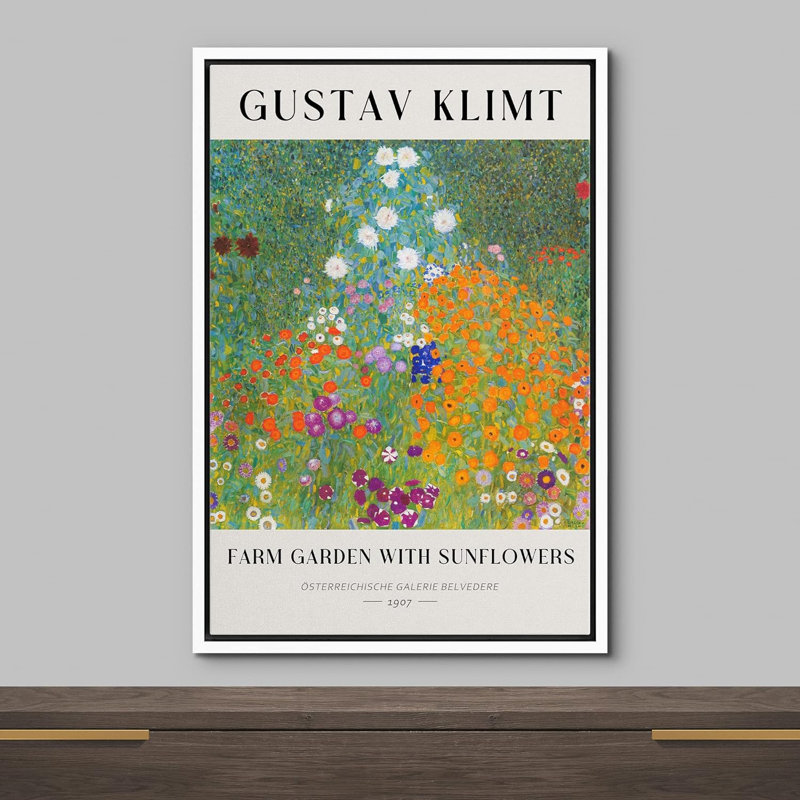 Classical Artwork Farm Garden Sunflowers Framed On Canvas Print, 24" H x 16" W x 1.5" D, White