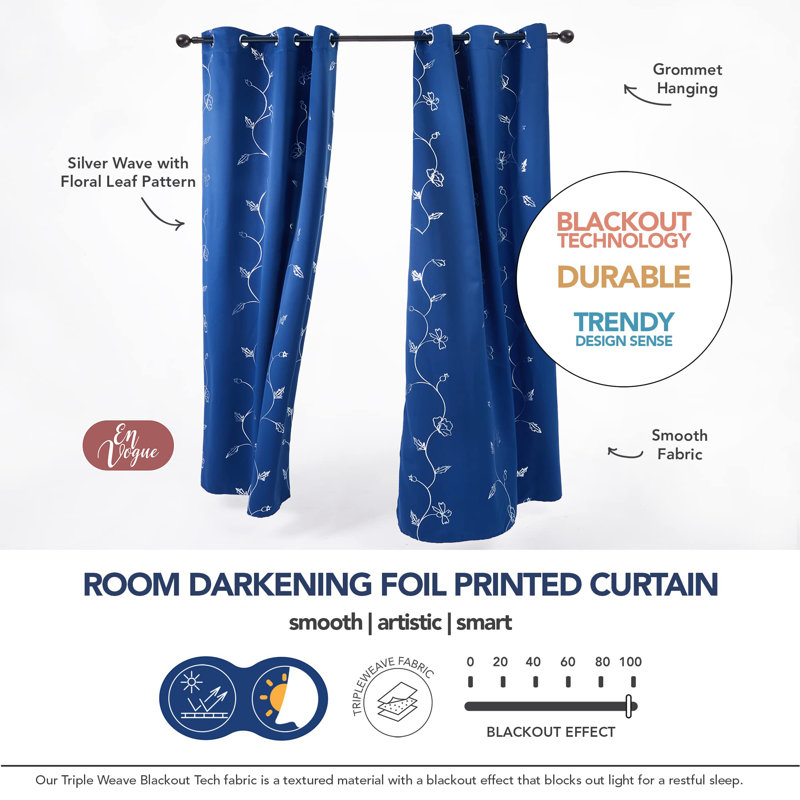 Room Darkening Curtain Panel Pair, 42" W x 72" L, Royal Blue