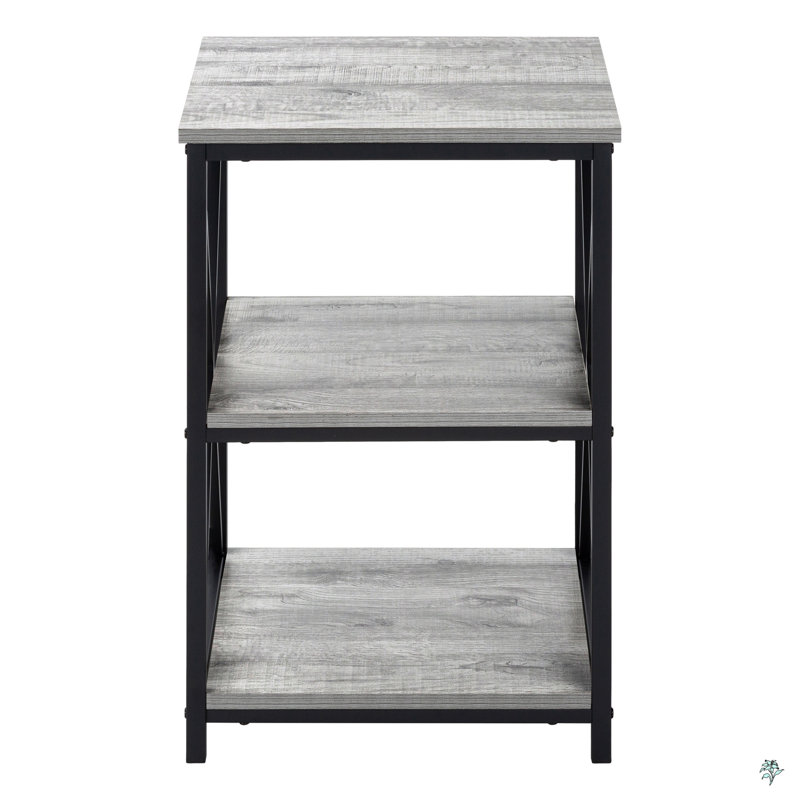 Accent Table, Side, End, Nightstand, Lamp, Laminate, Metal, Black, Gray