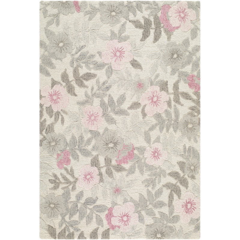 Frances Handmade Rug, Rectangle 2' x 3', Pink/Ivory/Gray