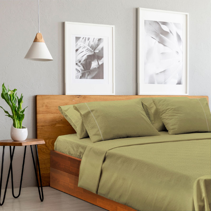 Luxclub 3 PC Olive Twin Silky Soft Cooling Extra Deep Pocket Performance Sheet Set, Twin Sheet Set with 1 Pillowcase, Olive