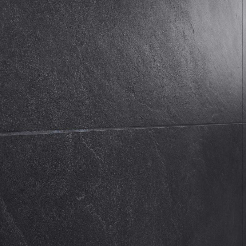 Era 24x48 Matte Textured Limestone Look Porcelain Tile, Charcoal Black