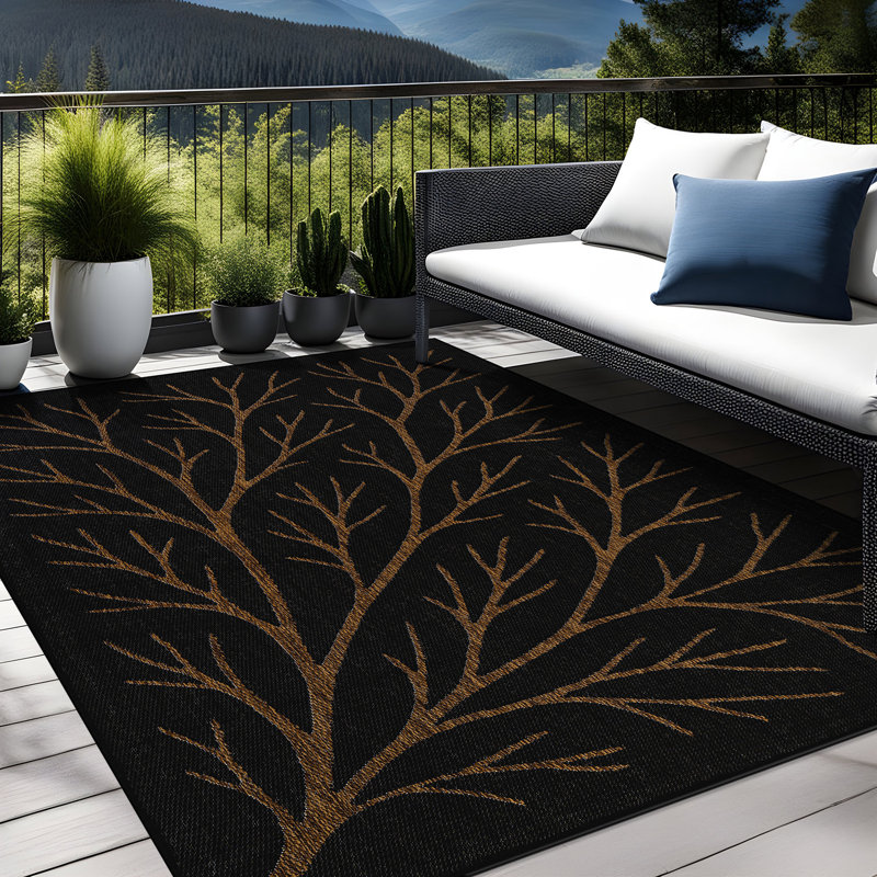 Tapis floral d'intérieur pour l'extérieur, Gold, Rectangle 8' x 10'