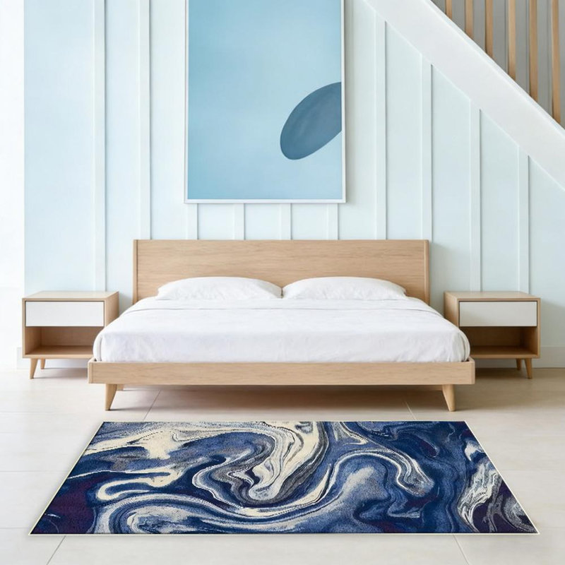 Abstract Blue And White Area Rug, Soft And Lightweight, Suitable For All Seasons, Easy To Maintain And Easy To Clean, Machine Washable Carpet Floor Mat, Suitable For Living Room, Bedroom, Dining Room, Hallway, Balcony, Room Decor, Home Decor, Outdoor Dec