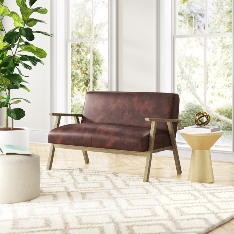 Howton 2 Seater Top Grain Leather Sofa, Brown