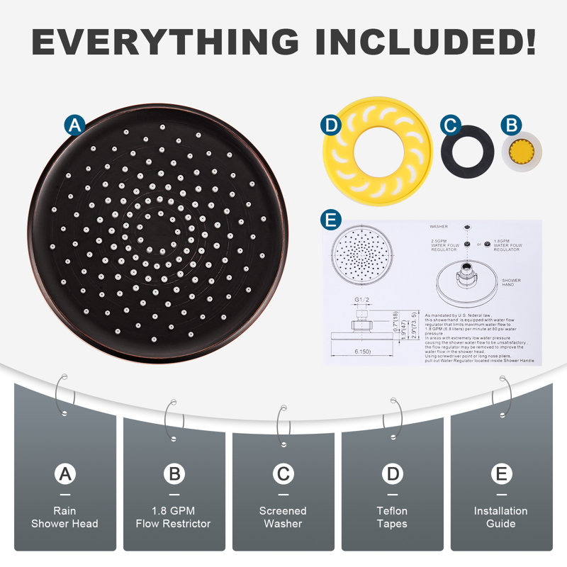 Flood Adjustable Shower Head 1.8 GPM GPM, Oil Rubbed Bronze
