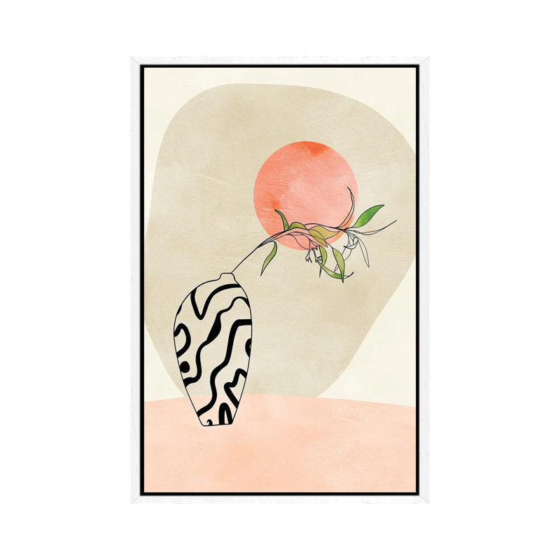 Floral Stillife With Moon In Pastel 1 Piece Wall Art on Canvas, 152.5 cm H x 101.5 cm W, White Framed