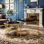 Round Nesting Coffee Tables Set (70+45cm), High-Gloss Faux Marble Top With Wire Metal Frame-1902733131