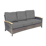 Bella 79.75" Wide Outdoor Wicker 3 - Seater Patio Sofa with Cushion