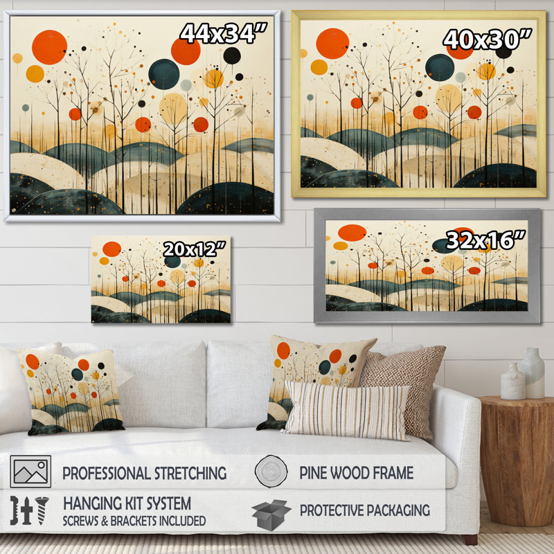 Art coloré sur toile Minimalist, H 34 po x l 44 po x P 1,5 po, Cadre flottant doré