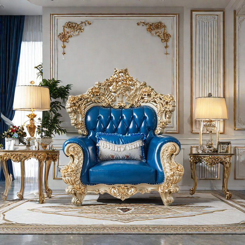 Chaise de salon de style européen sculptée.