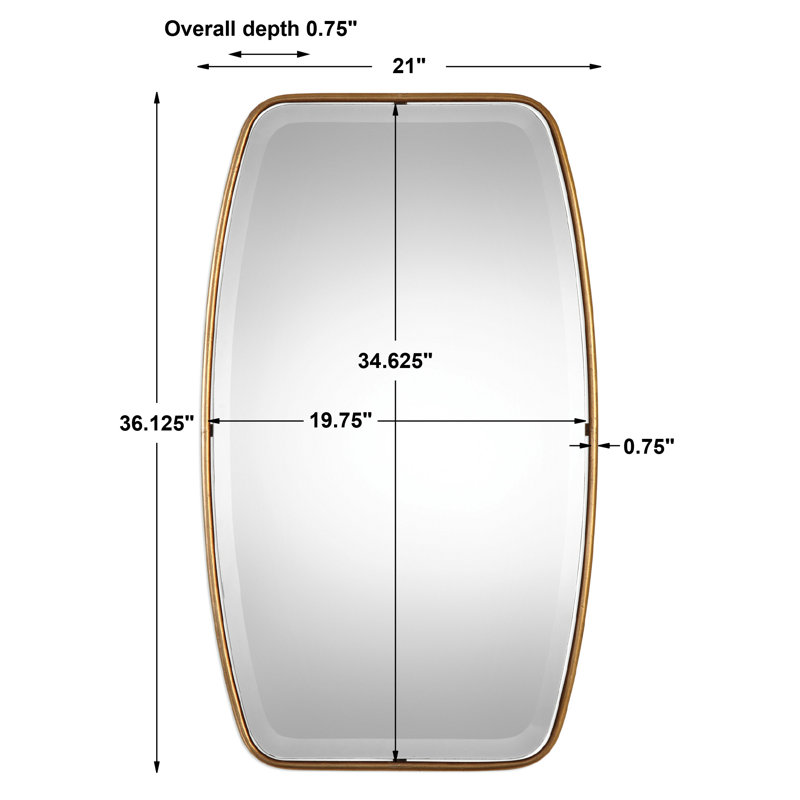 Miroir décoratif biseauté moderne et contemporain Rylie, Or antique