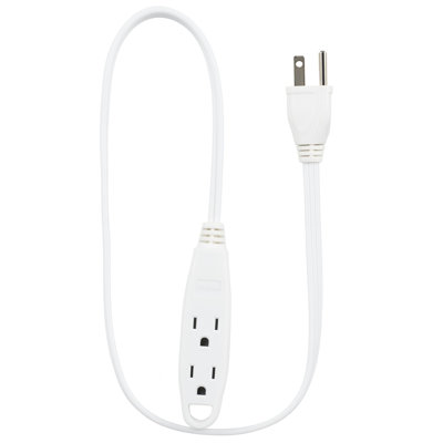 3 Ft. 3-prong Outlet White Extension Cord