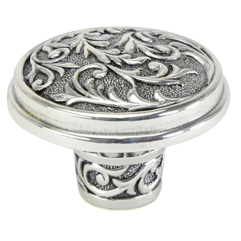 GLENDALE KNOB IN BURNISHED PLATE, Silver