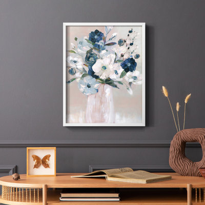 Touch of Teal Arrangement II, reproduction encadrée - bois massif