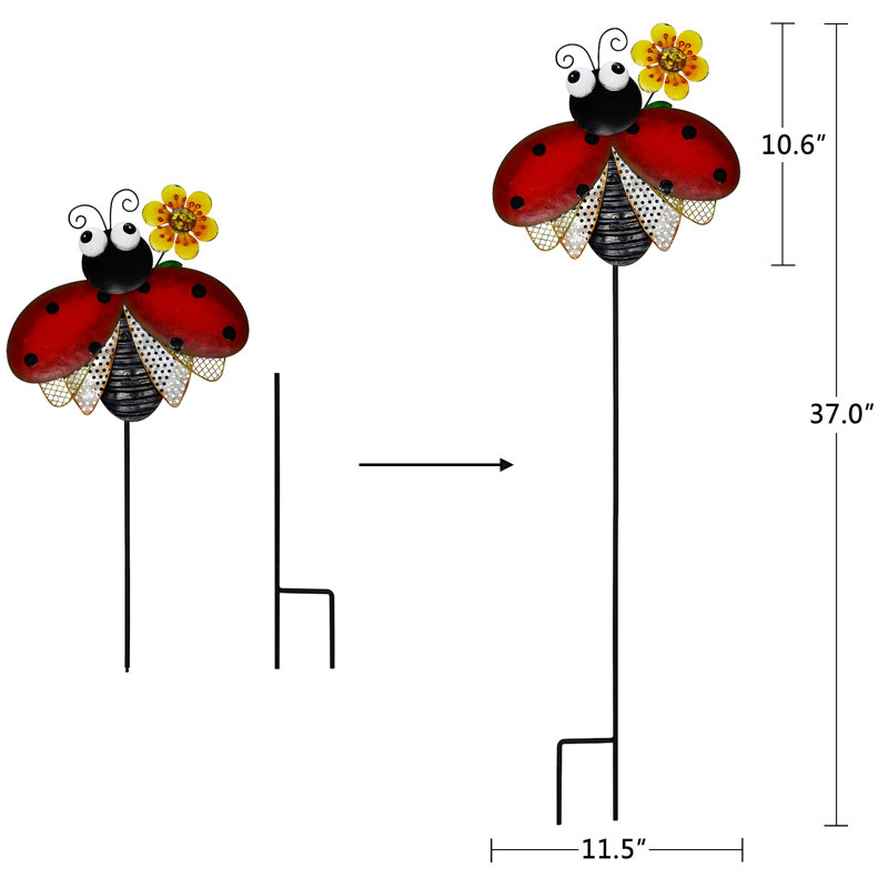 Piquet de jardin en métal pour coccinelle