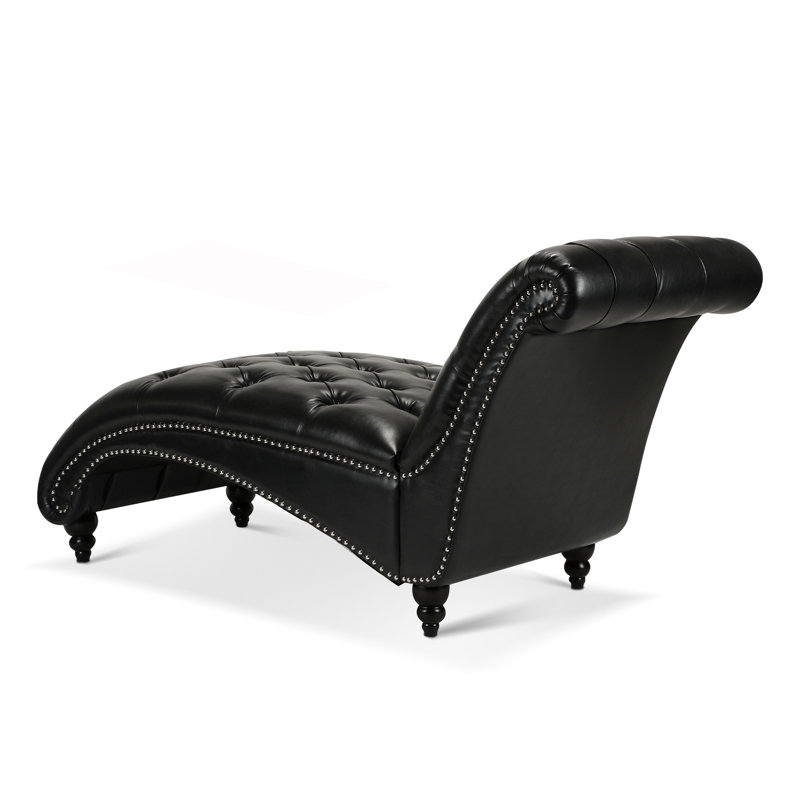 Chaise longue rembourrée Danilyn, Similicuir noir