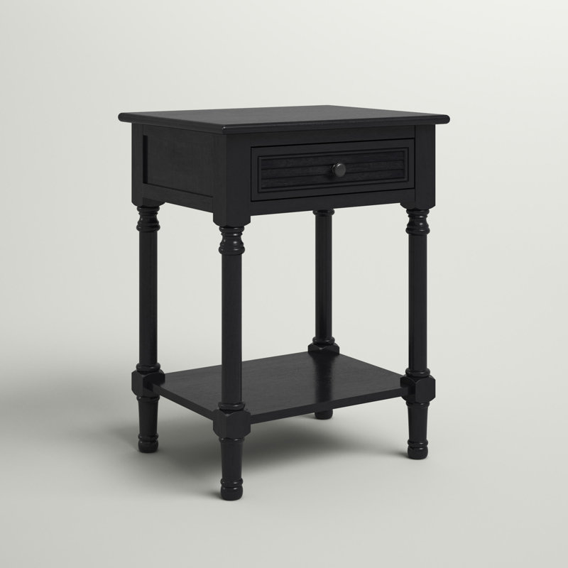 Russ End Table with Storage, Black
