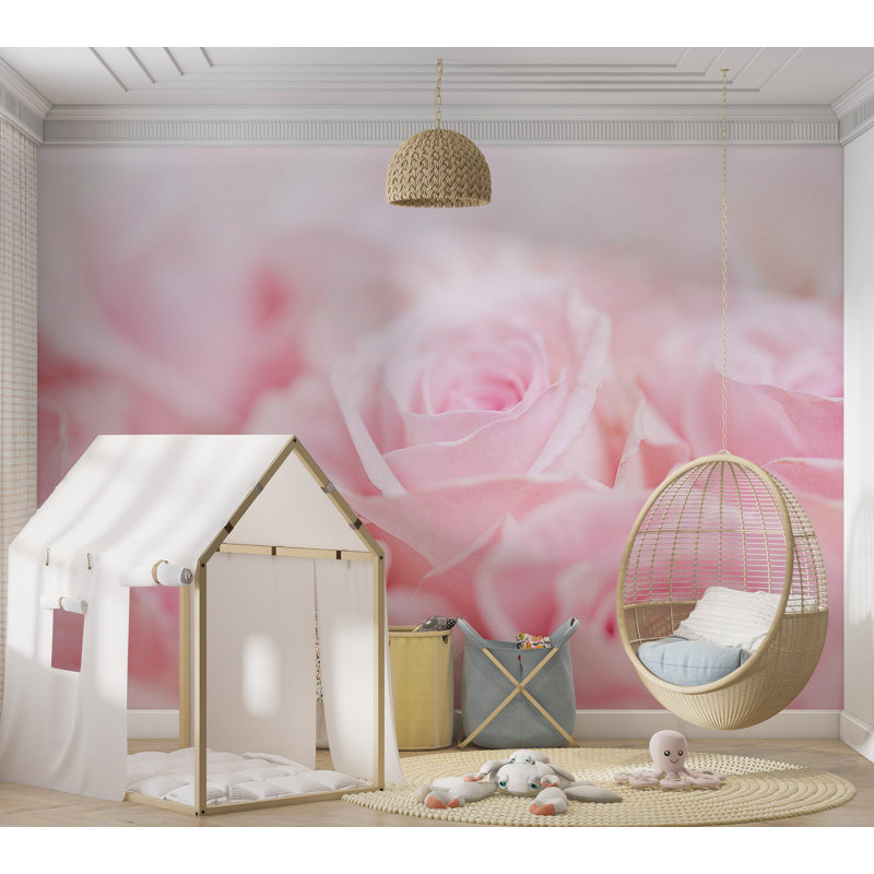 Papier peint floral - Océan de roses, L 124 po x l 177 po