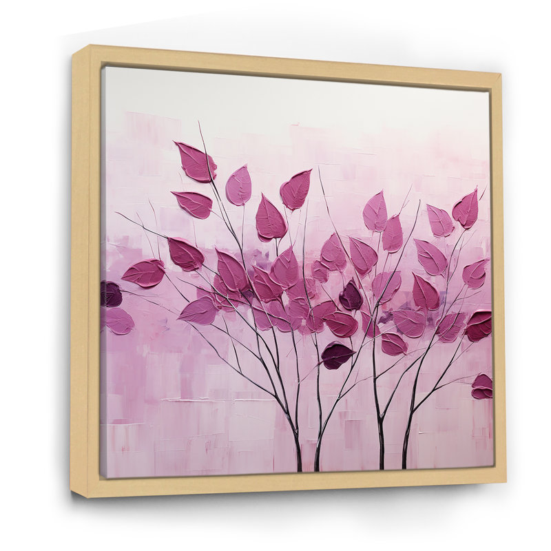 Magenta Motion Leaf style minimaliste II, H 36 po x l 36 po x P 1,5 po, Cadre naturel flottant