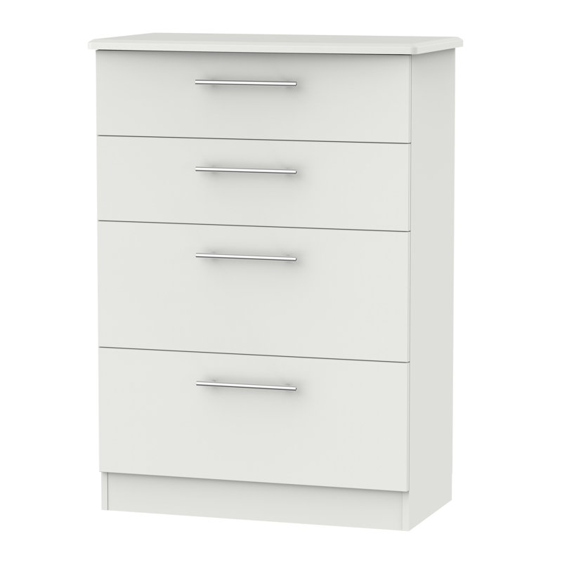 Fully Assembled Levine 4 Drawer Chest, Grey Matt