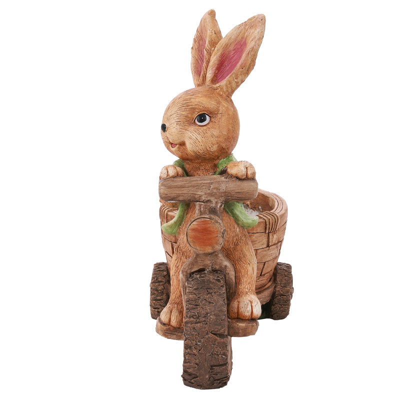 Amilliana 20.9" H Bunny Garden Statue Planter with Flower Pot