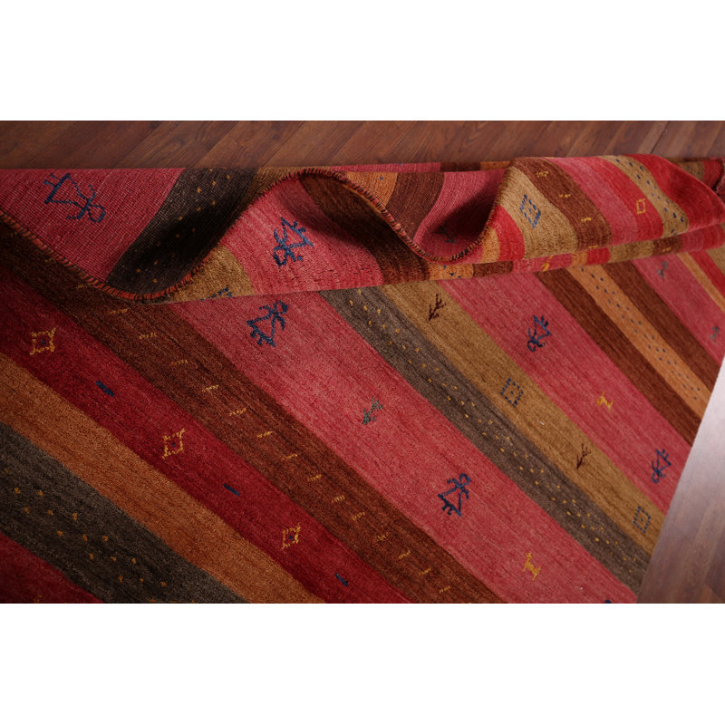 Tapis rayé rose Gabbeh 5 x 8
