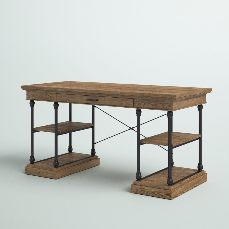 Bureau en bois massif Kyler, Brun