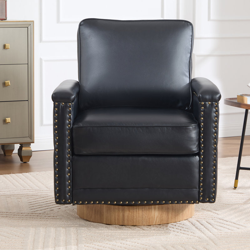 Fauteuil d'appoint pivotant rembourré avec garniture cloutée, Noir