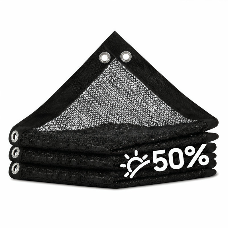 Amgo 50% Black Shade Cloth, Heavy Duty Grommets Shade for Greenhouse, Garden, Patio, Pergola, 240" H x 360" W x 0.25" D