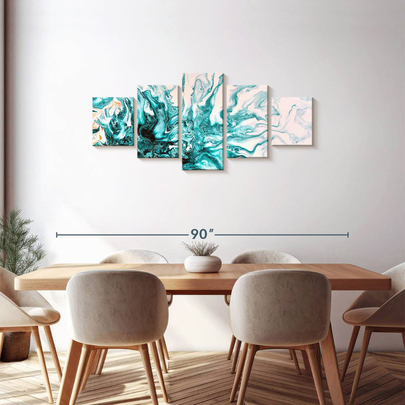 Avery Turquoise Dynamic Abstract, 30" H x 68" W
