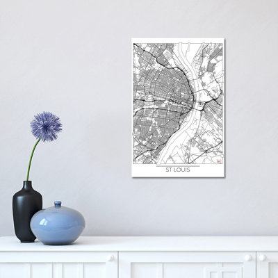 St. Louis Minimal Urban Blueprint Map 1 Piece Wrapped Canvas Wall Art