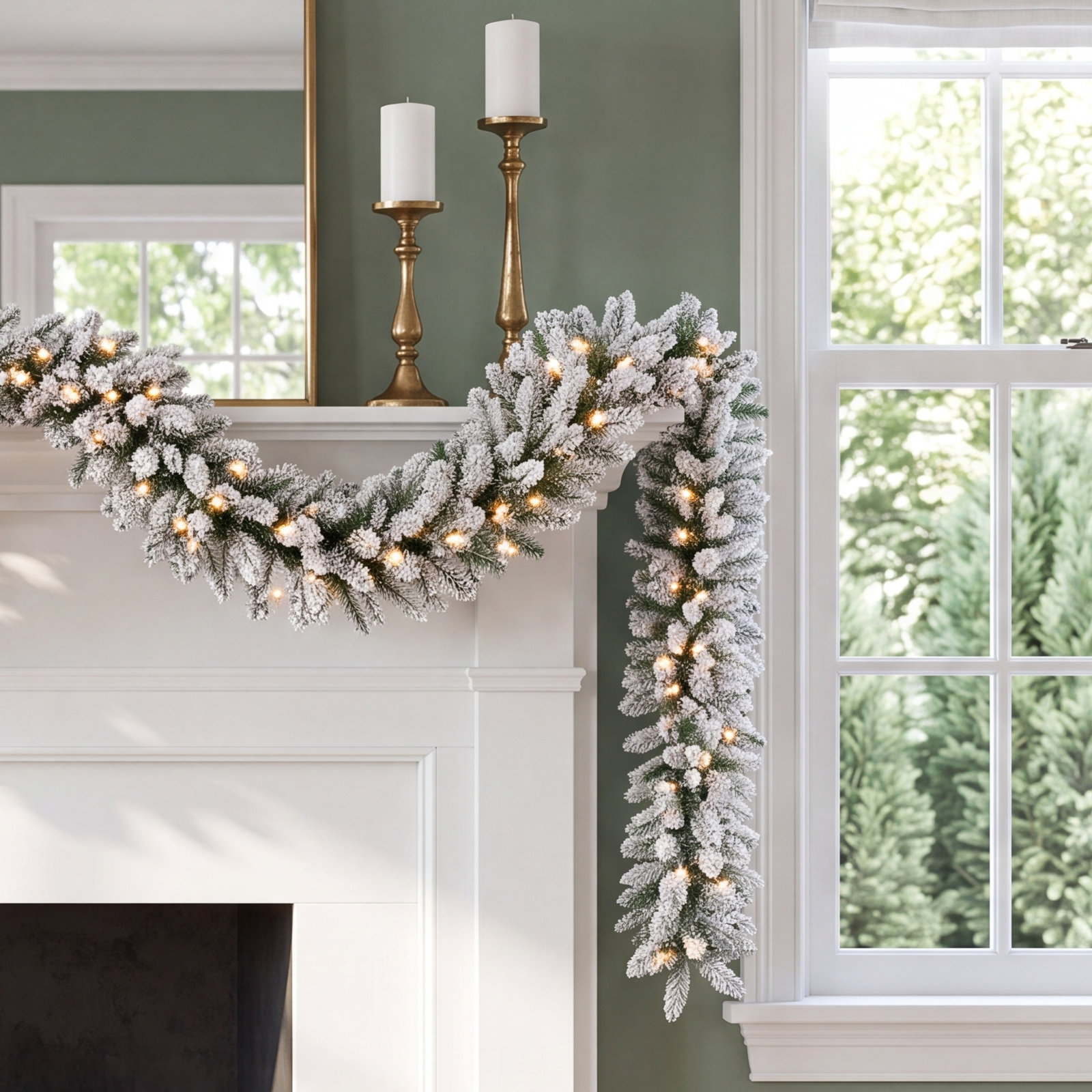 72" Frosted Pre-Lit Christmas Garland