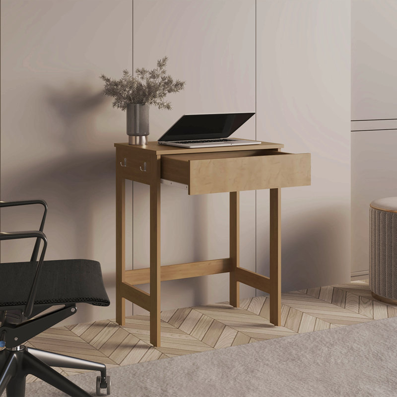 Bureau d'ordinateur, 1 tiroir, 4 pieds, chêne naturel